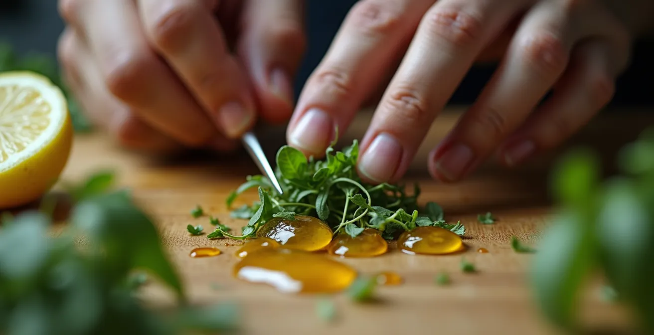 Chef manipulant des ingrédients comme un conservateur de musée avec des artefacts précieux