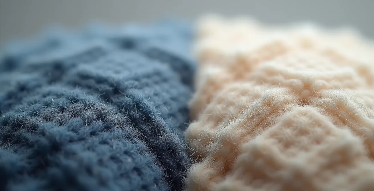 Comparaison visuelle entre vêtements synthétiques et naturels pour l'observation