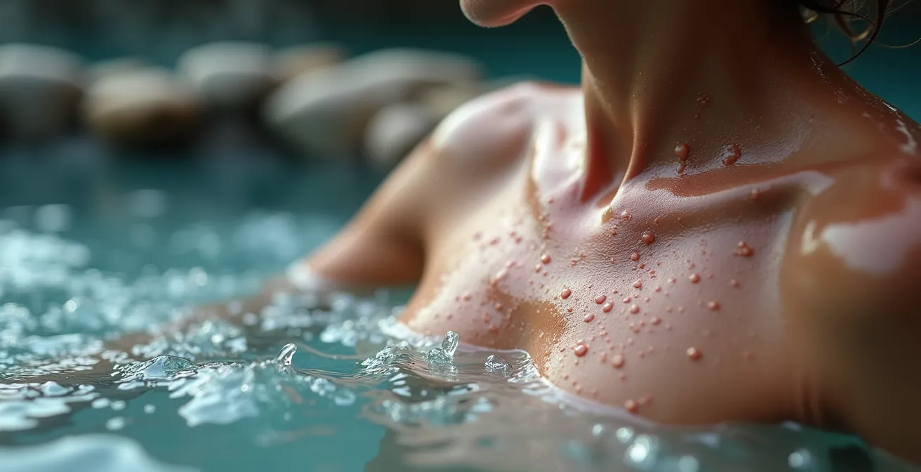 Composition artistique montrant l'effet du temps sur le corps dans l'eau chaude