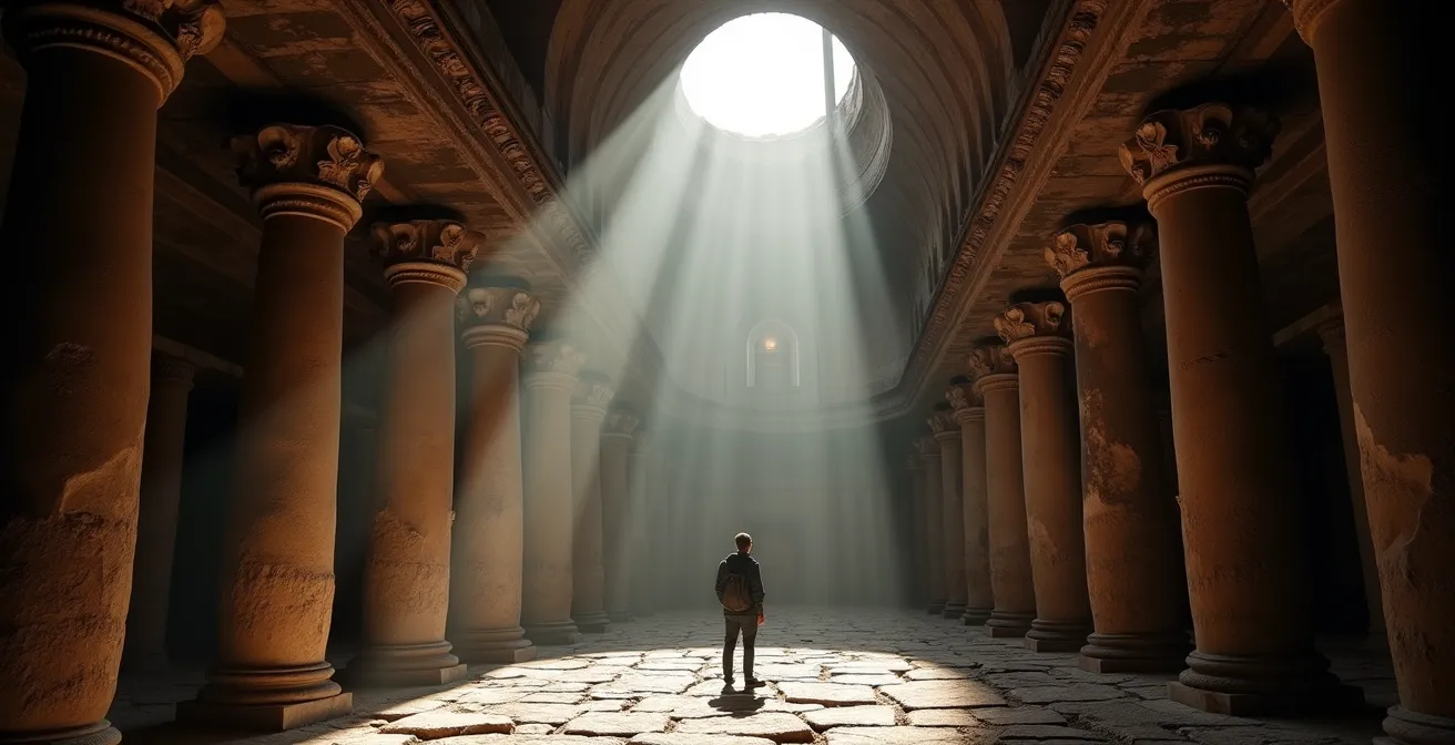 Les souterrains du Colisée révélant le système complexe de couloirs et mécanismes antiques